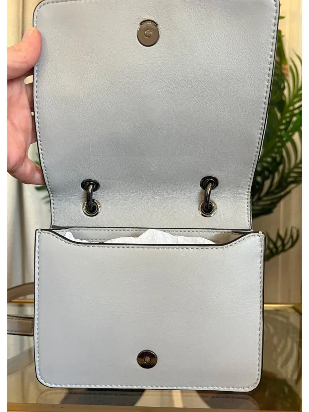RARE!! Authentic Tory Burch Grey and Gun Metal Small Fleming Shoulder Bag